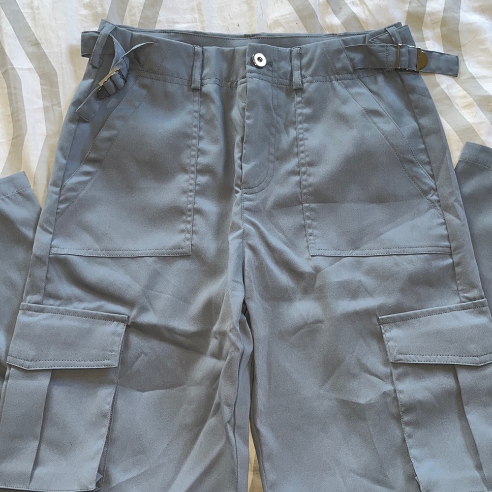Adjustable Cargo Pants in Blue/Grey Color Size Small